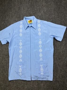 The Genuine Haband Guayabera Zip Front Pleated Shirt Size Medium
